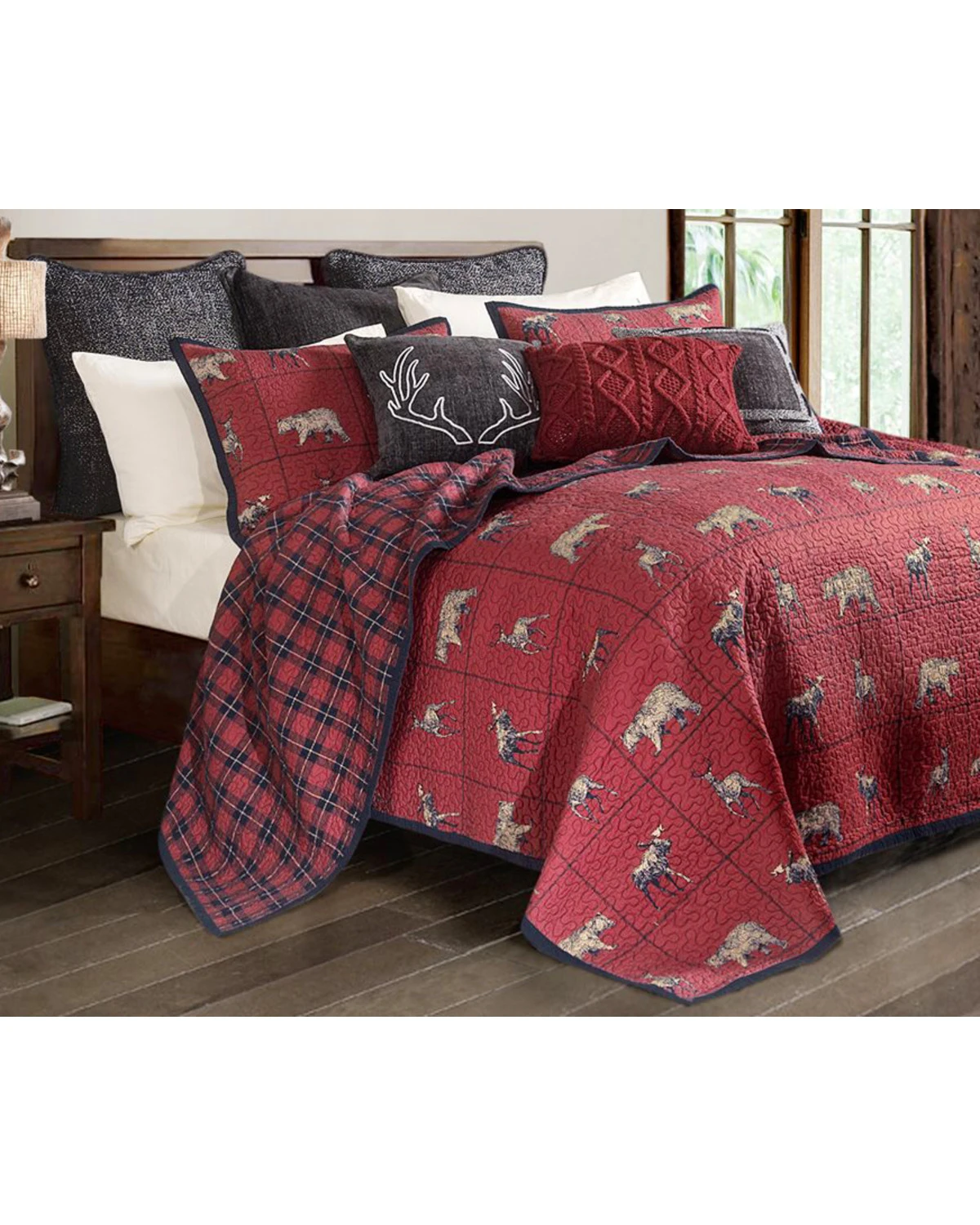 HiEnd Accents 3 Piece Woodland Plaid Quilt Set - Full/Queen 3 HiEnd Accents 3 Piece Woodland Plaid Quilt Set - Full/Queen