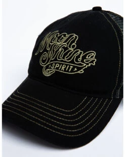 Moonshine Spirit Men's White On Black Logo Print Mesh Ball Cap -Western Desert Shop 2000291209 001 P6