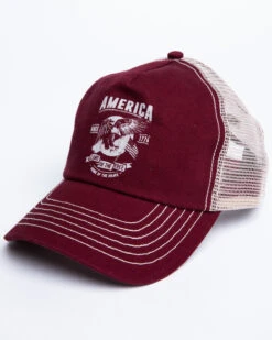 Cody James Men's Burgundy America Free Patch Mesh Ball Cap