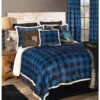 Carstens Home Wrangler Blue Lumberjack Buffalo Plaid Sherpa Fleece 4-Piece Bedding Set - Queen Size -Western Desert Shop 2000314928 400 P1