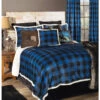 Carstens Home Wrangler Blue Lumberjack Buffalo Plaid Sherpa Fleece 3-Piece Blanket Set - Twin Set -Western Desert Shop 2000314936 400 P1