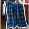 Carstens Home Wrangler Blue Lumberjack Buffalo Plaid Sherpa Fleece Throw Blanket -Western Desert Shop 2000315028 400 P1