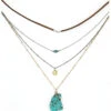Prime Time Jewelry Women's 4-Piece Silver & Gold Turquoise Layered Necklace Set -Western Desert Shop 2000322182 710 P1