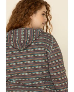 White Label By Panhandle Women's Southwestern Stripe Hoodie Tee - Plus -Western Desert Shop 2000323355 900 P4
