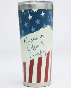 New Creations Women's 22oz Raised On Coffee & Country Tumbler Bottle
