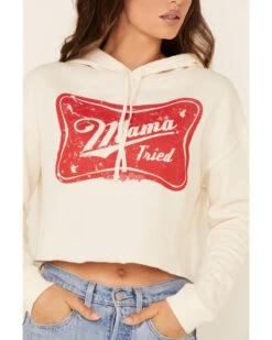 Country Deep Women's Mama Tried Graphic Cropped Hooded Sweatshirt -Western Desert Shop 2000333441 103 P4