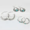 Prime Time Jewelry Women's 3-piece Silver & Turquoise Hoop And Dangle Earrings Set -Western Desert Shop 2000333939 040 P1