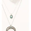 Prime Time Jewelry Women's Silver Crescent Horn & Turquoise Pendant Layered Necklace Set -Western Desert Shop 2000334007 040 P1