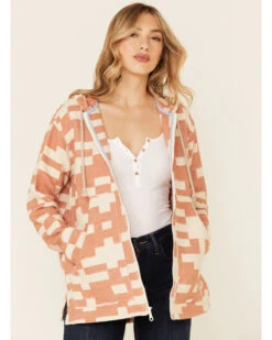 Pendleton Women's Sierra Mixed Pattern Oversized Zip Hooded Jacket