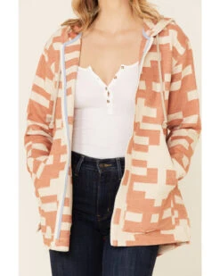 Pendleton Women's Sierra Mixed Pattern Oversized Zip Hooded Jacket -Western Desert Shop 2000335400 103 P3