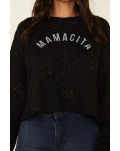 Ruby's Rubbish Women's Bleach Splatter Mamacita Graphic Cropped Pullover Sweatshirt -Western Desert Shop 2000337414 001 P4