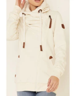 Wanakome Women's Oatmeal Hestia Asymmetrical Zip-Front Hoodie -Western Desert Shop 2000340617 104 P3