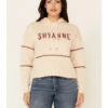 Shyanne Women's Tan & White Embroidered Logo Crop Hoodie -Western Desert Shop 2000342890 280 P1