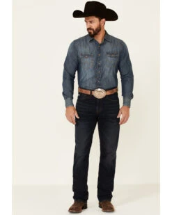 Rock & Roll Denim Men's Hooey Double Barrel Dark Vintage Stretch Relaxed Stackable Bootcut Jeans -Western Desert Shop 2000345010 400 P3
