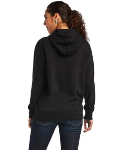 Ariat Women's Black R.E.A.L Mexico Embroidered Logo Pullover Hoodie - Plus -Western Desert Shop 2000347975 001 P3