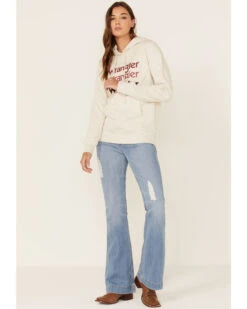 Wrangler Women's Multi Stacked Logo Shirttail Pullover Hoodie -Western Desert Shop 2000350345 104 P4