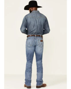 Wrangler Retro Green Men's Sienna Medium Wash Stretch Slim Bootcut Jeans -Western Desert Shop 2000350745 400 P4