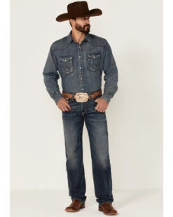 Rock & Roll Denim Men's Dark Wash Revolver Stretch Slim Straight Jeans