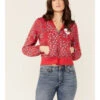 Wrangler Women's Bandana Print Red Crop Zip Hooded Jacket -Western Desert Shop 2000351205 600 P1
