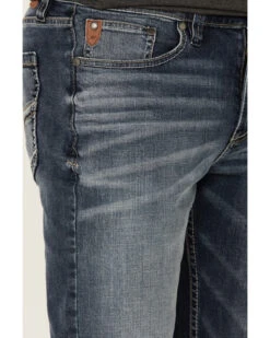 Moonshine Spirit Men's Diamond Hitch Medium Dark Wash Stretch Slim Straight Jeans -Western Desert Shop 2000351731 400 P3