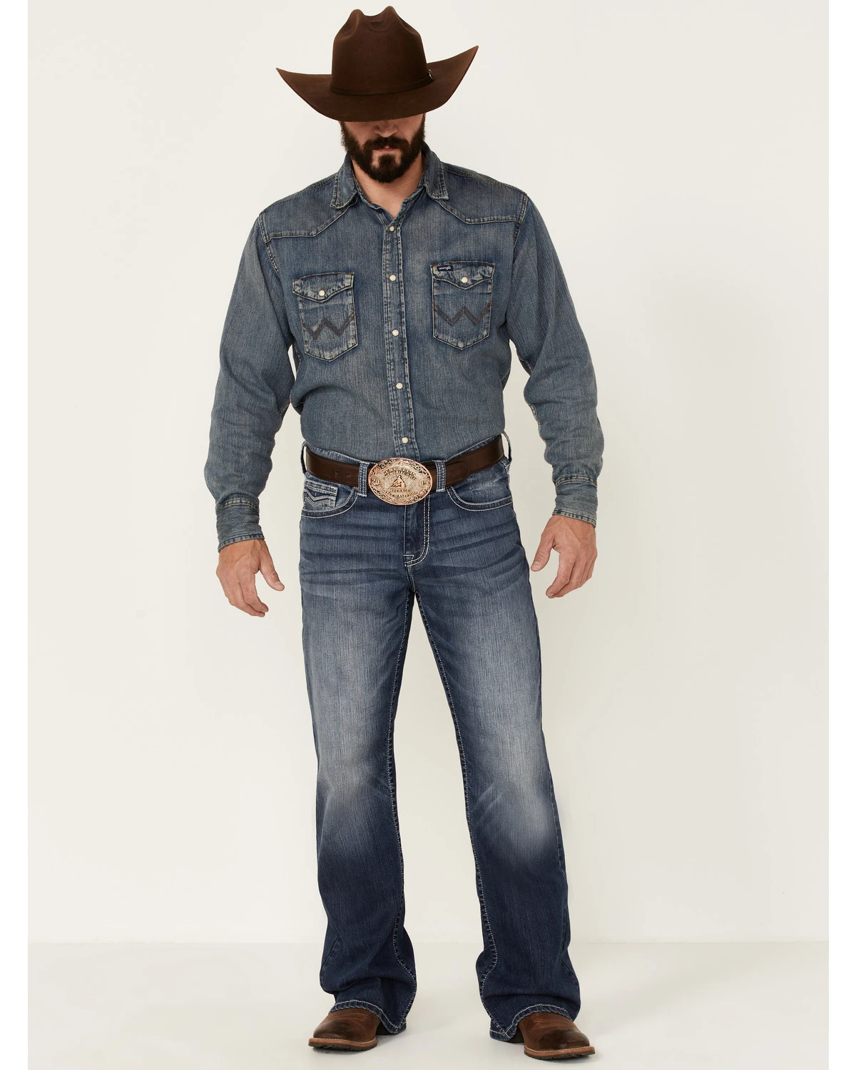 Cody James Men's Double Kicker Medium Dark Wash Stretch Relaxed Bootcut Jeans 3 Cody James Men's Double Kicker Medium Dark Wash Stretch Relaxed Bootcut Jeans