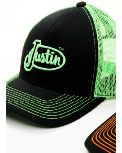 Justin Men's Assorted Embroidered Neon Logo Mesh Back Trucker Cap -Western Desert Shop 2000353917 900 P3