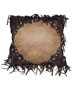 Carstens Western Turquoise Bead Faux Leather & Suede Decorative Pillow