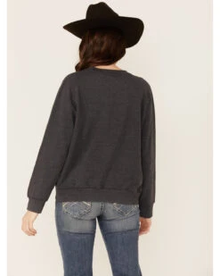 Paramount Network's Yellowstone Women's Charcoal Mineral Wash Steerhead Graphic Raglan Sweatshirt -Western Desert Shop 2000356682 022 P3