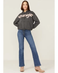 Wrangler Women's Charcoal Rose Logo Cropped Hoodie -Western Desert Shop 2000358082 022 P4