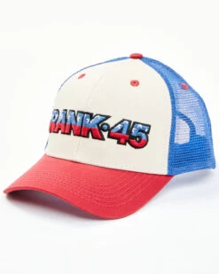 RANK 45 Men's Embroidered Flag Logo Mesh-Back Ball Cap