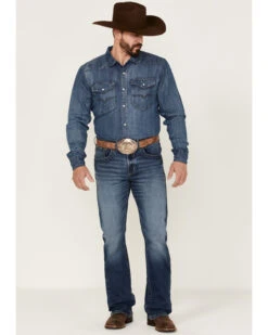 Rock 47 By Wrangler Men's Edmond Medium Wash Stretch Slim Bootcut Jeans