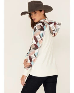 Hooey Women's Modern Colorblock Geo Print Pullover Hooded Sweater -Western Desert Shop 2000360944 110 P3