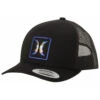 Hurley Men's Black On Black Utah Embroidered Logo Mesh-Back Trucker Hat -Western Desert Shop 2000362191 001 P1