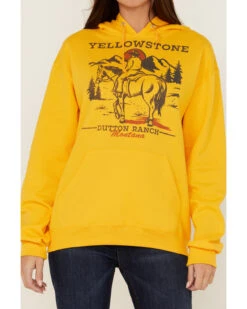 Paramount Network's Yellowstone Women's Yellowstone Lone Cowboy Mustard Graphic Hoodie -Western Desert Shop 2000365391 702 P3