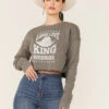 Ruby's Rubbish Women's Heather Gray Long Live King George Graphic Sweatshirt -Western Desert Shop 2000365471 022 P1