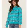 RANK 45 Women's Southwestern Stripe Pullover Sweatshirt Hoodie -Western Desert Shop 2000365666 440 P1