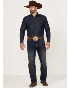 Rock & Roll Denim Men's Hooey Dark Wash Double Barrel Reflex Stackable Bootcut Jeans -Western Desert Shop 2000367638 201 P3
