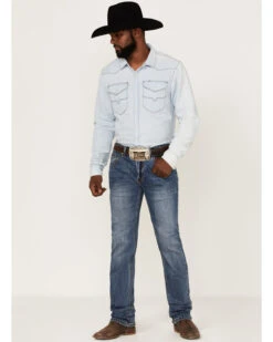 Rock & Roll Denim Men's Hooey Revolver Medium Wash Reflex Stretch Slim Straight Jeans -Western Desert Shop 2000367639 203 P3