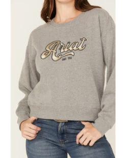Ariat Women's R.E.A.L Varsity Logo Cropped Sweatshirt -Western Desert Shop 2000371904 070 P3