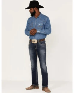 Rock & Roll Denim Men's Rifle Dark Wash Vintage Reflex Slim Stretch Skinny Jeans -Western Desert Shop 2000375489 416 P3