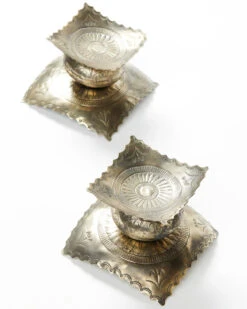 J. Alexander Short Pair Stamped Candle Holders