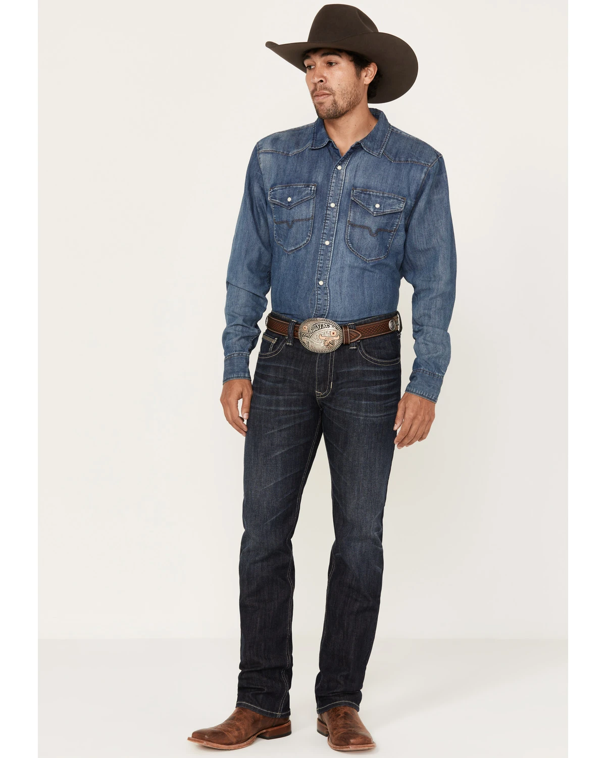 Rock & Roll Denim Men's Revolver Dark Vintage Wash Slim Straight Reflex Denim Jeans 5 Rock & Roll Denim Men's Revolver Dark Vintage Wash Slim Straight Reflex Denim Jeans - Image 3