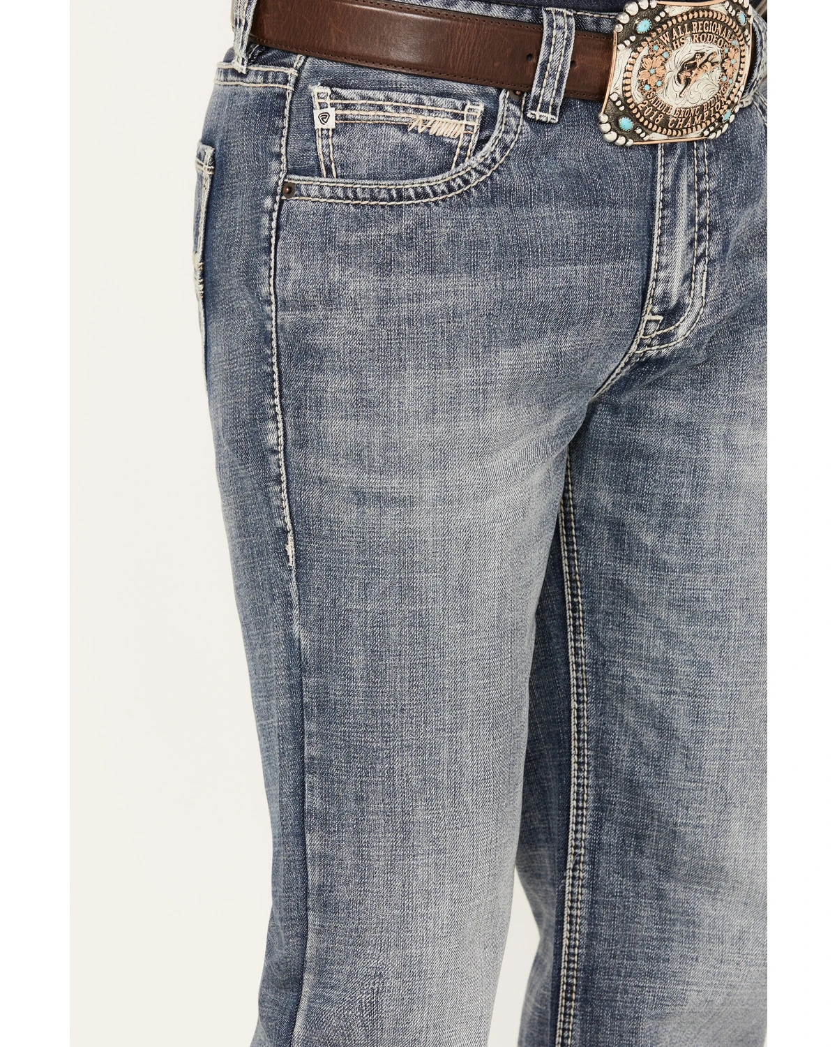 Rock & Roll Denim Men's Double Barrel Medium Vintage Wash Straight Leg Denim Jeans 6 Rock & Roll Denim Men's Double Barrel Medium Vintage Wash Straight Leg Denim Jeans - Image 4