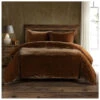 HiEnd Accents Copper Stella Faux Silk & Velvet Super King Duvet Cover Set