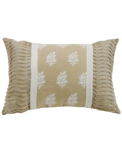 HiEnd Accents Cream Newport Oblong Pillow With Rouching Ends